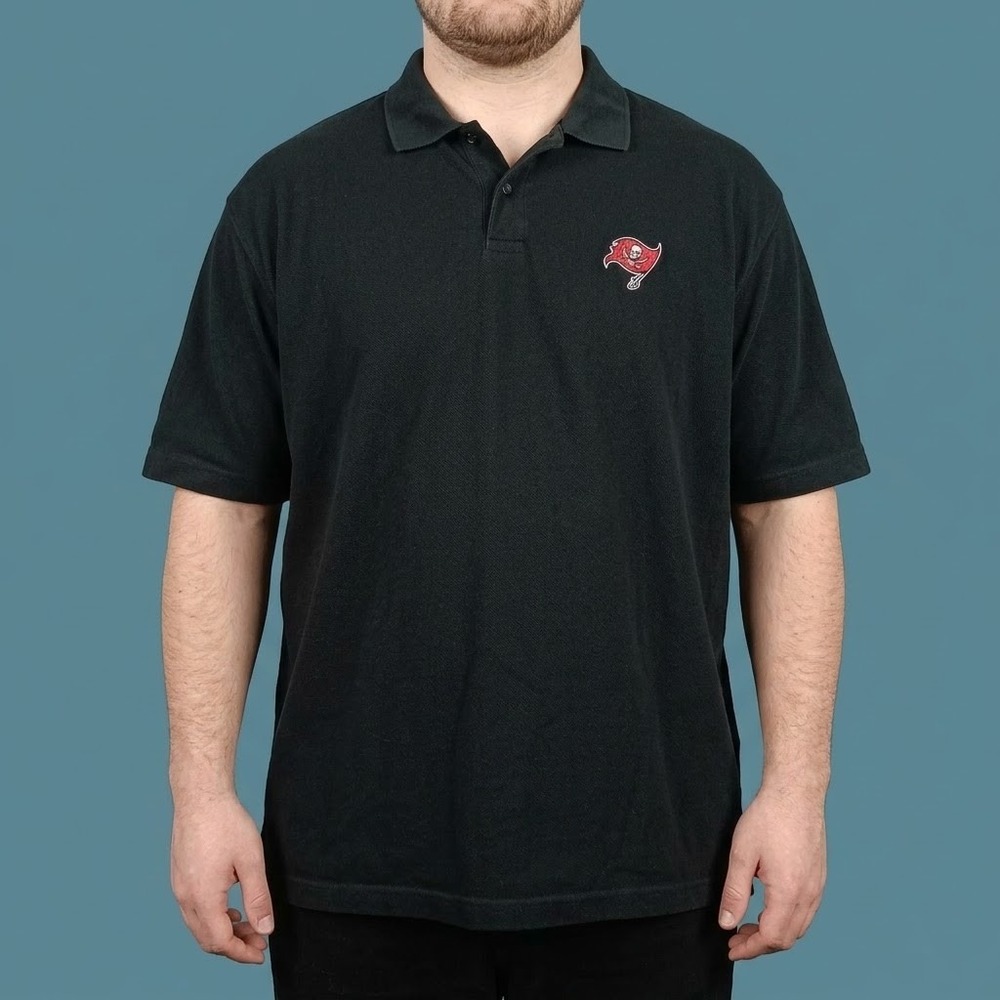 Reebok NFL Tampa Bay Buccaneers Polo Shirt Mens XL Black Cotton‎ EUC